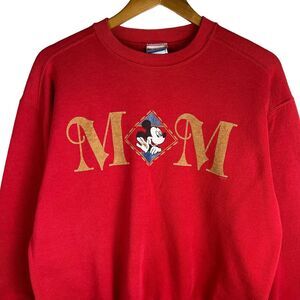 Disney Mickey Mouse Graphic Spellout Sweater Crewneck Sz Large VTG 90s USA Made